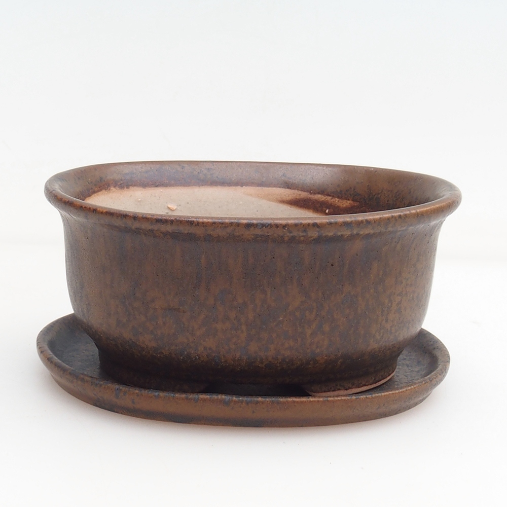 Ciotola bonsai + piattino H11 - 11,5 x 10 x 4 cm - verde