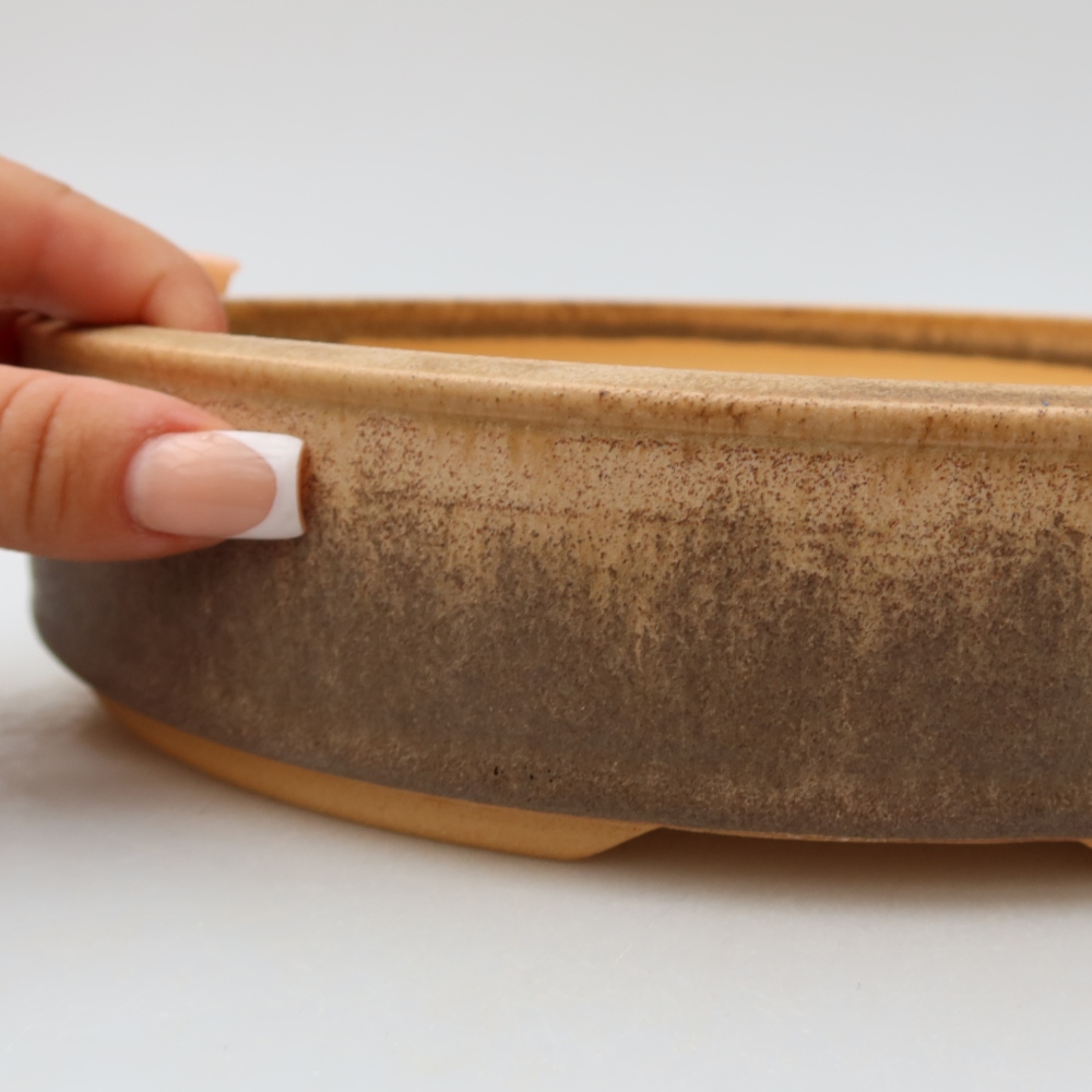 Vaso da bonsai in ceramica 26,5 x 26,5 x 5,5 cm, colore marrone