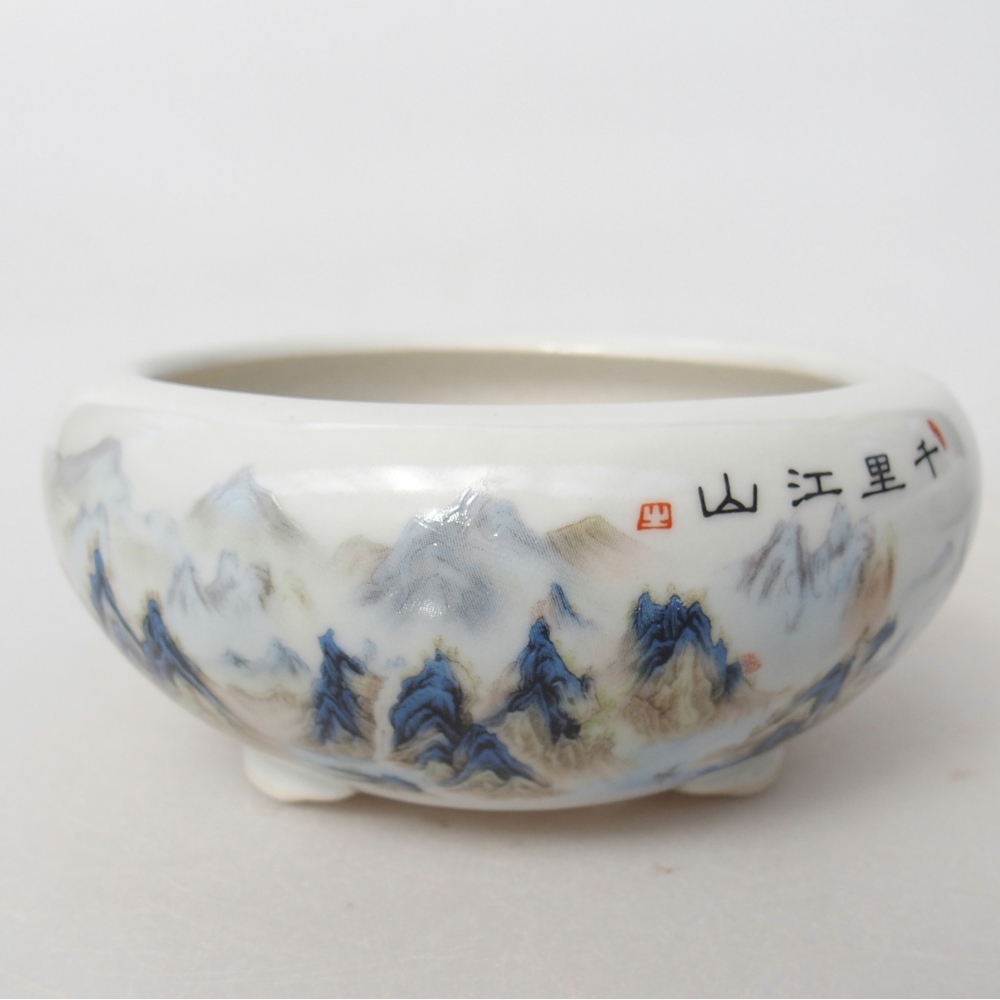 Ciotola per bonsai in ceramica 10 x 10 x 5 cm, colore bianco