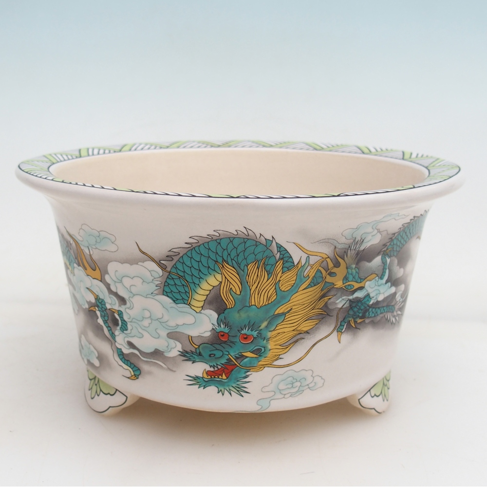 Ciotola bonsai in ceramica 17 x 17 x 9 cm, colore verde-bianco