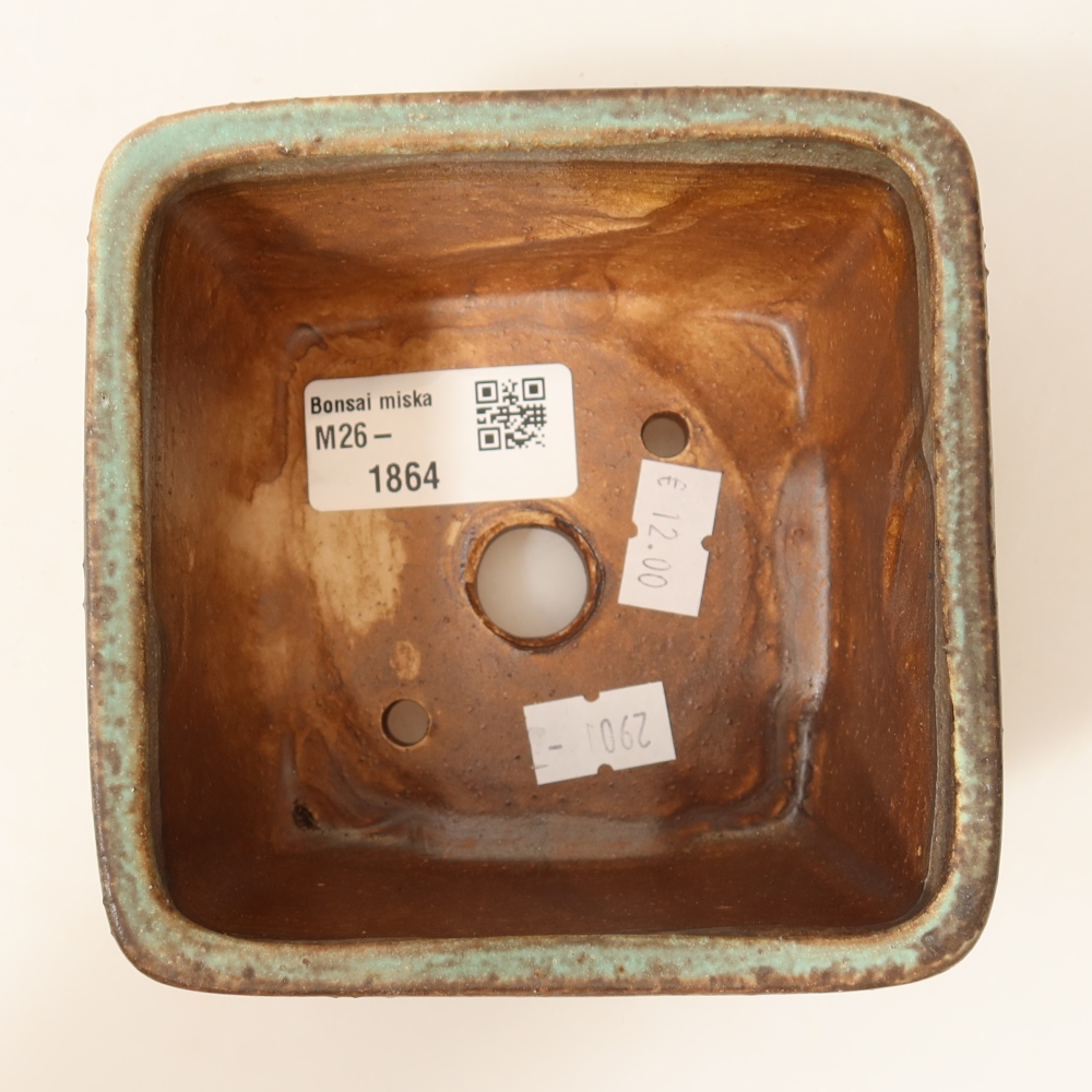 Vaso da bonsai in ceramica 10,5 x 10,5 x 7 cm, colore verde