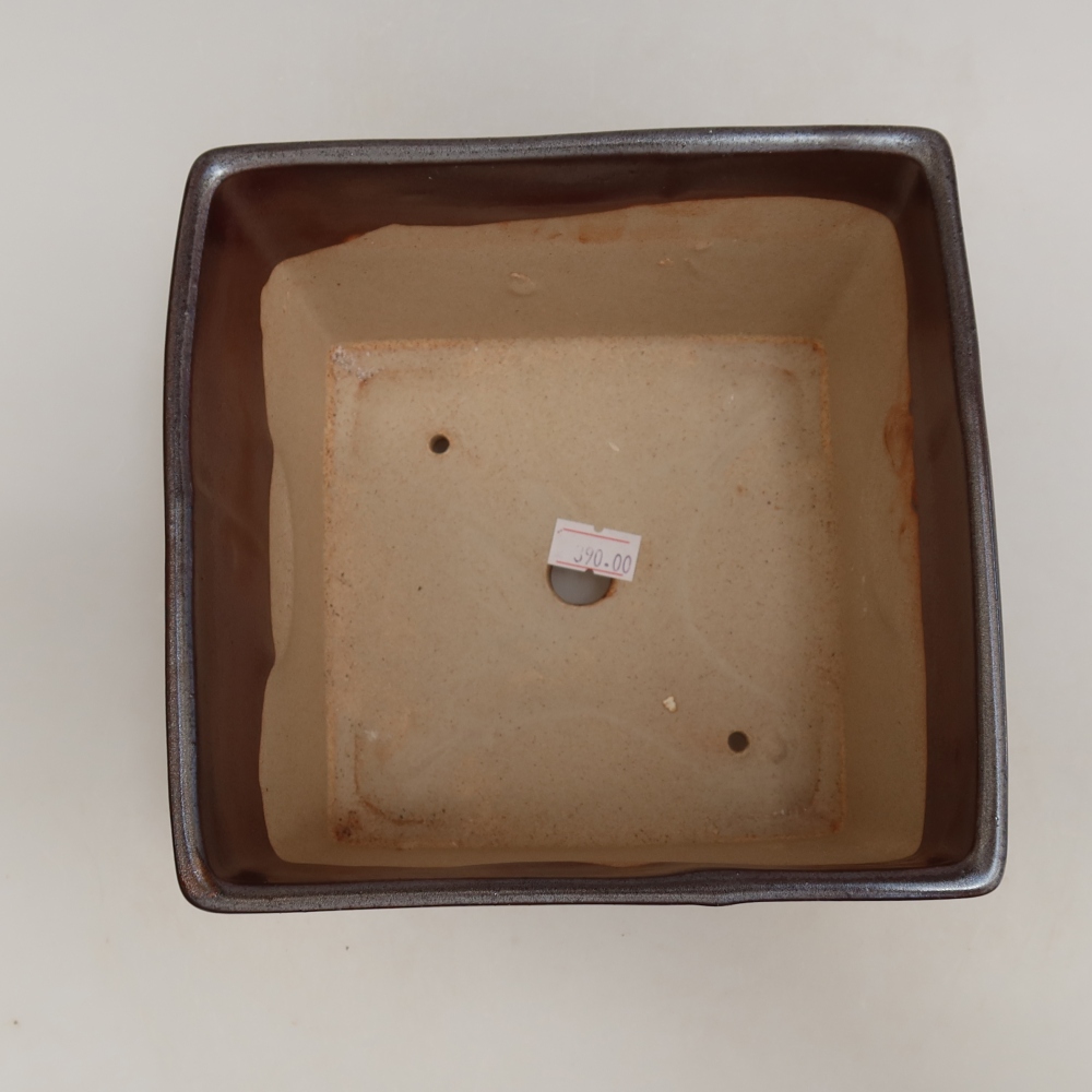 Ciotola bonsai in ceramica 15 x 15 x 10,5 cm, colore metallo