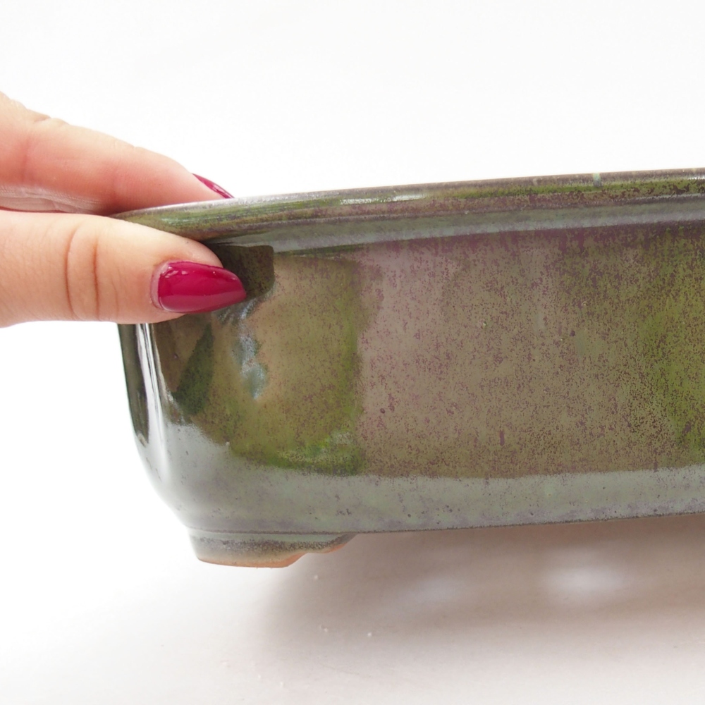 Ciotola per bonsai in ceramica 24,5 x 21 x 7 cm, verde