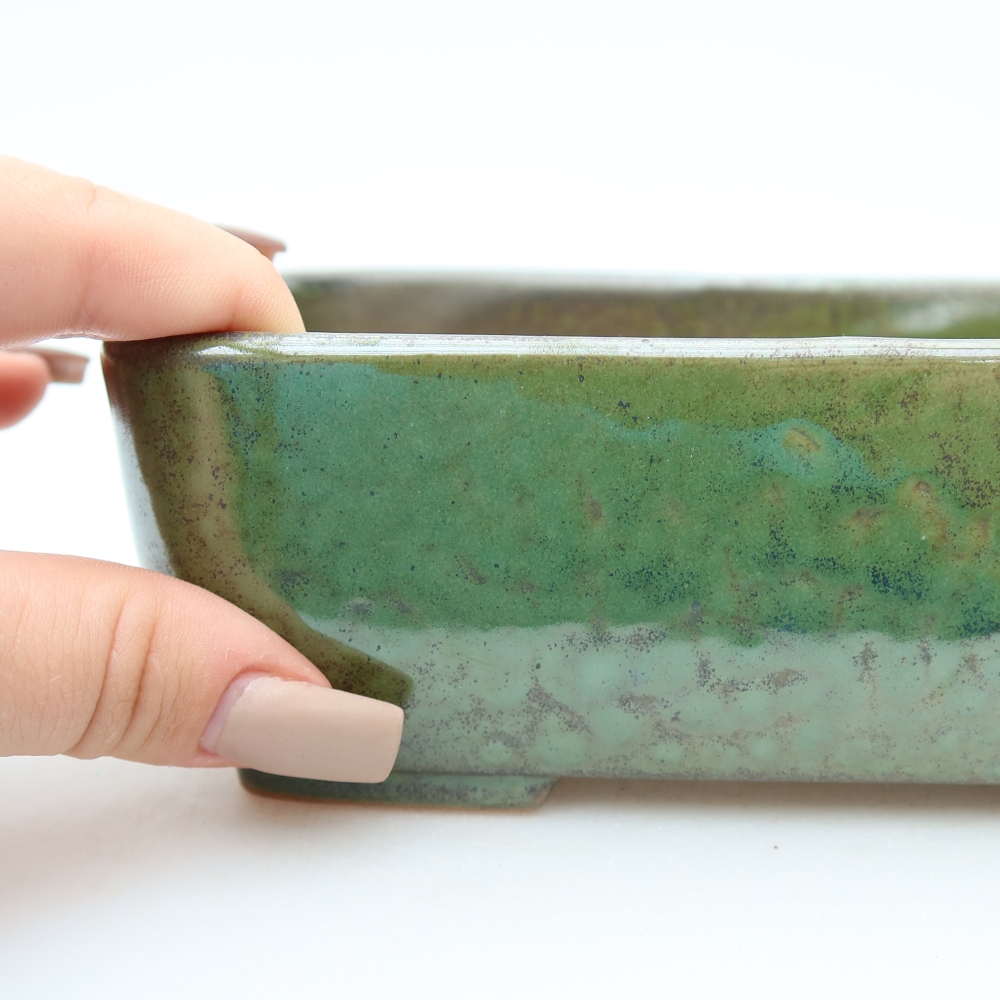 Vaso da bonsai in ceramica 16 x 10,5 x 5,5 cm, colore verde