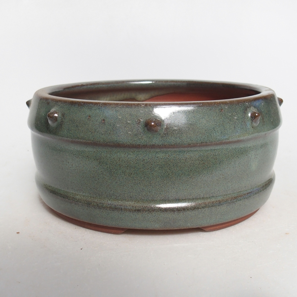 Ciotola per bonsai in ceramica 14,5 x 14,5 x 7 cm, verde
