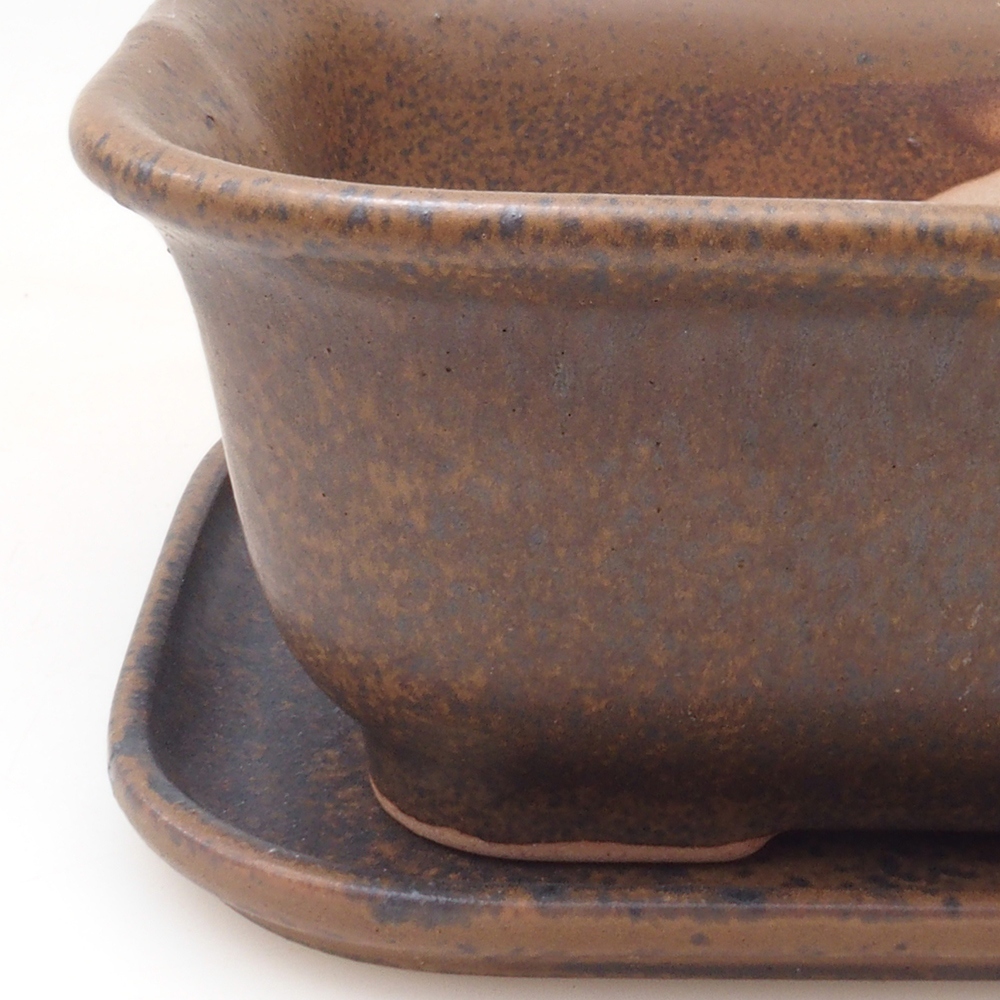 Ciotola bonsai + piattino H37 - 14,5x13x6,5 cm - marrone