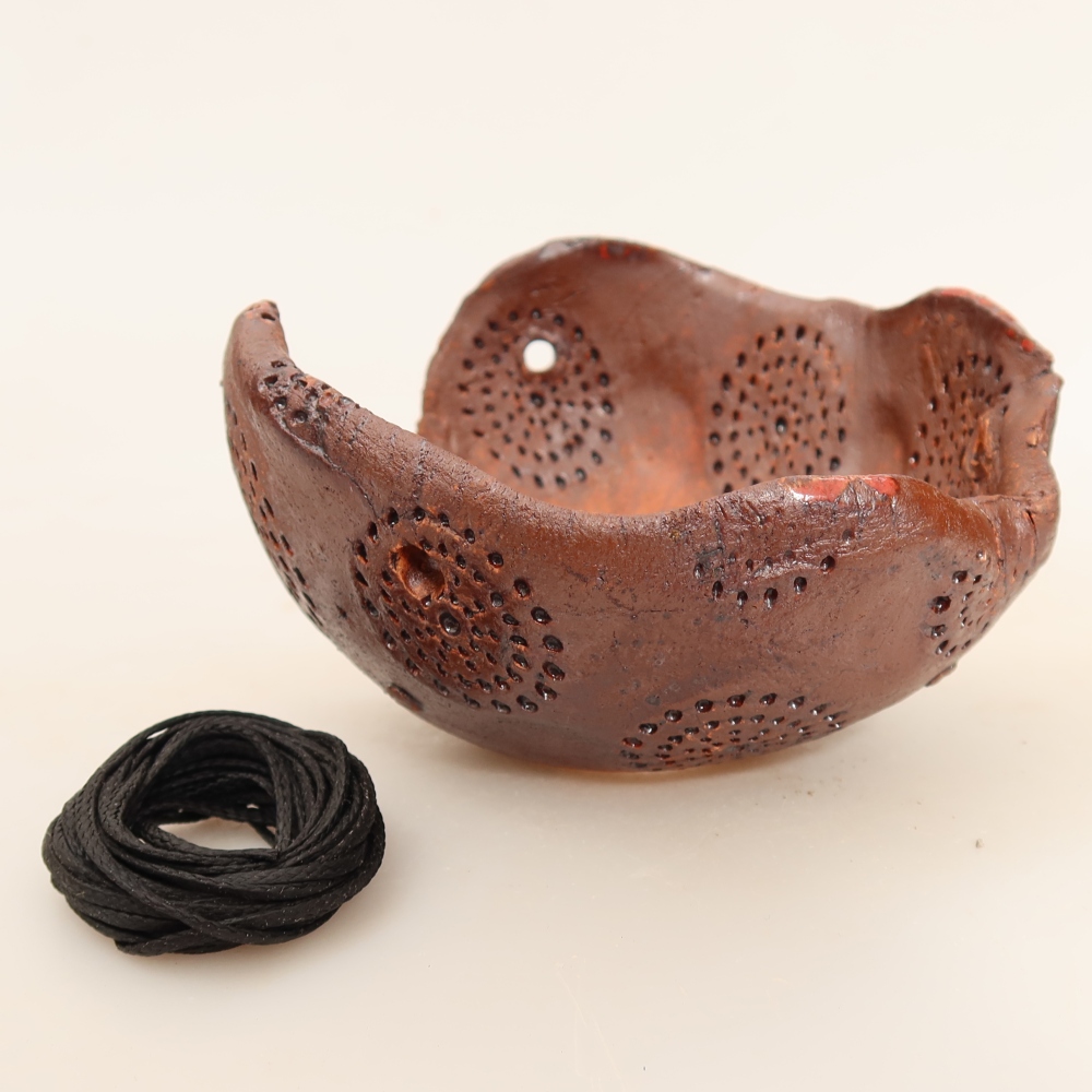 Contenitore in ceramica per Kokedama 10 x 10 x 6,5 cm, colore marrone
