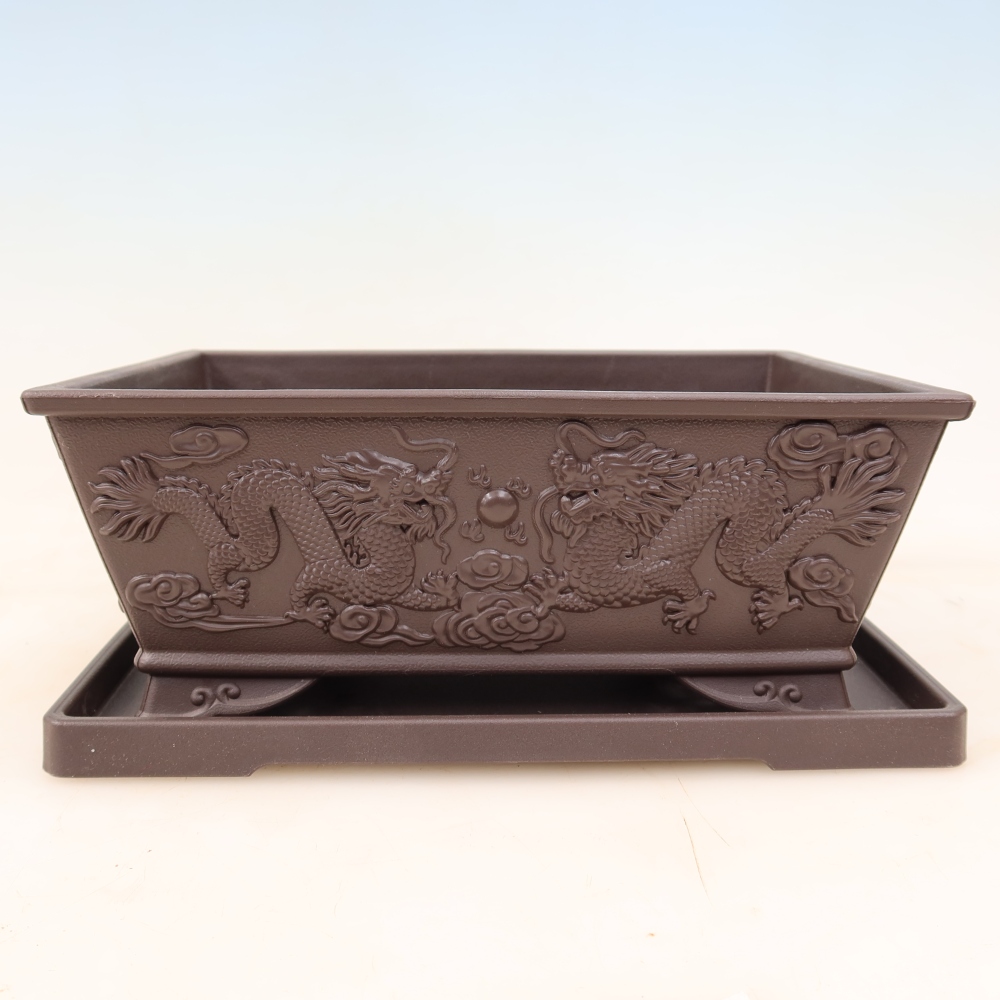 Vaso per bonsai + sottovaso in plastica MP-36 - 22,5 x 16 x 9 cm