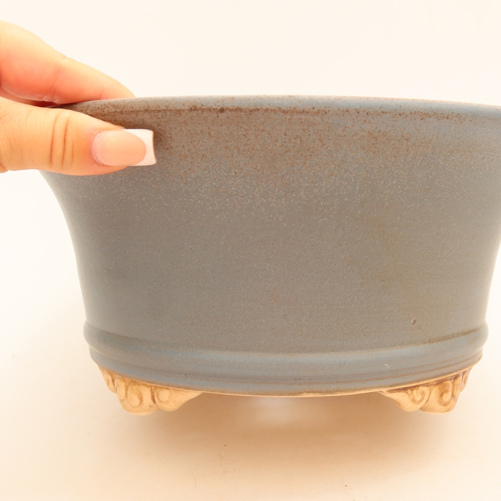 Vaso da bonsai in ceramica 24,5 x 24,5 x 11 cm, colore blu