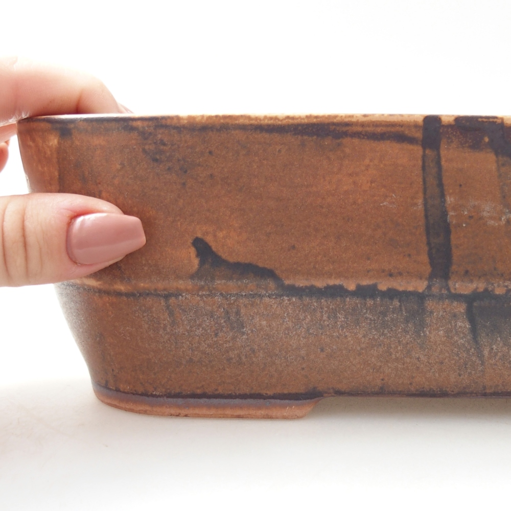 Ciotola per bonsai in ceramica 28 x 20,5 x 7,5 cm, marrone