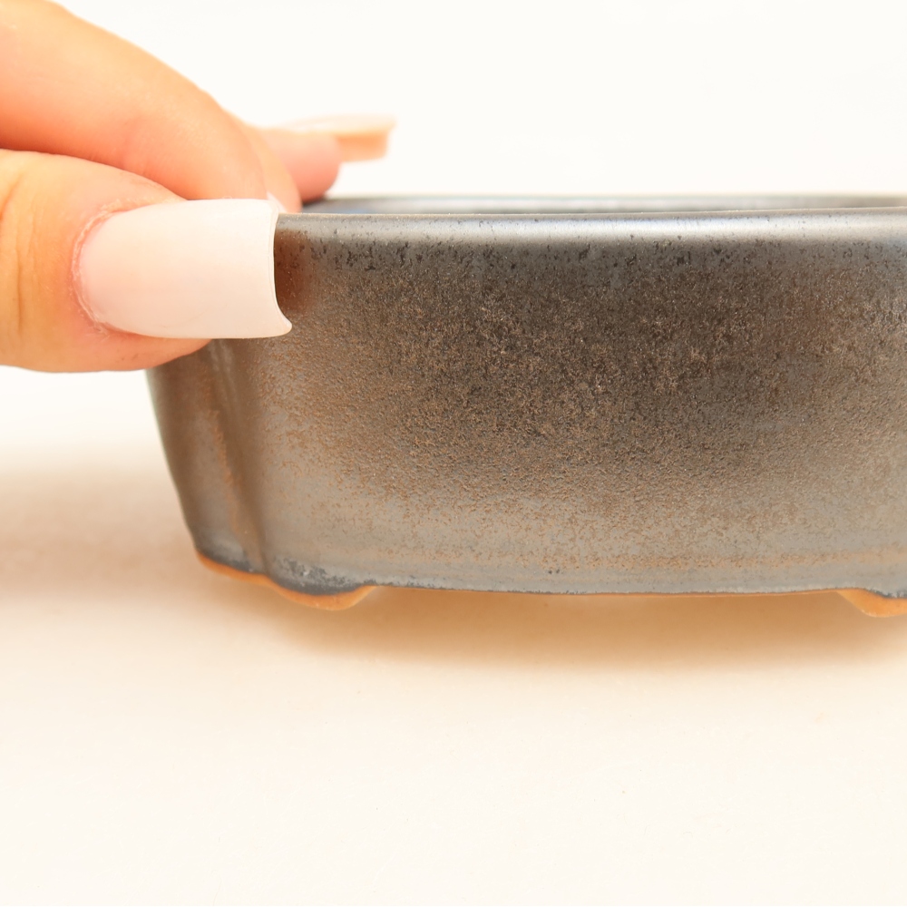Vaso da bonsai in ceramica 10,5 x 8 x 4 cm, colore metallizzato