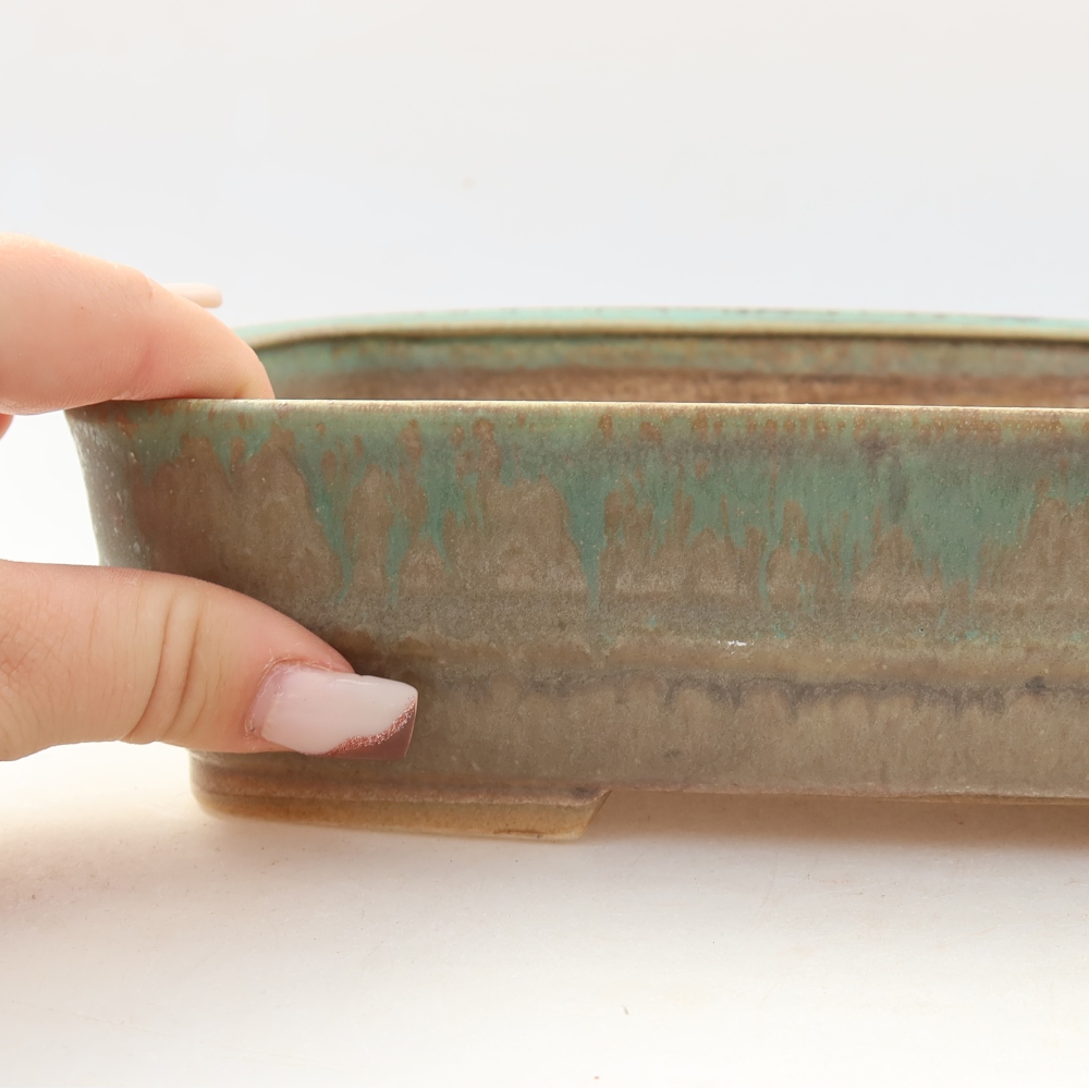 Vaso da bonsai in ceramica 22,5 x 18 x 6 cm, colore verde