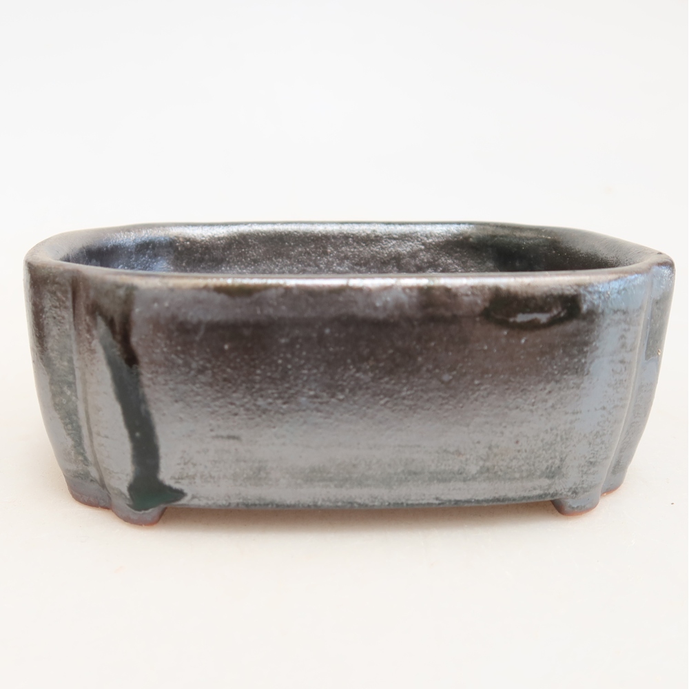 Vaso da bonsai in ceramica 10,5 x 8 x 4 cm, colore metallizzato