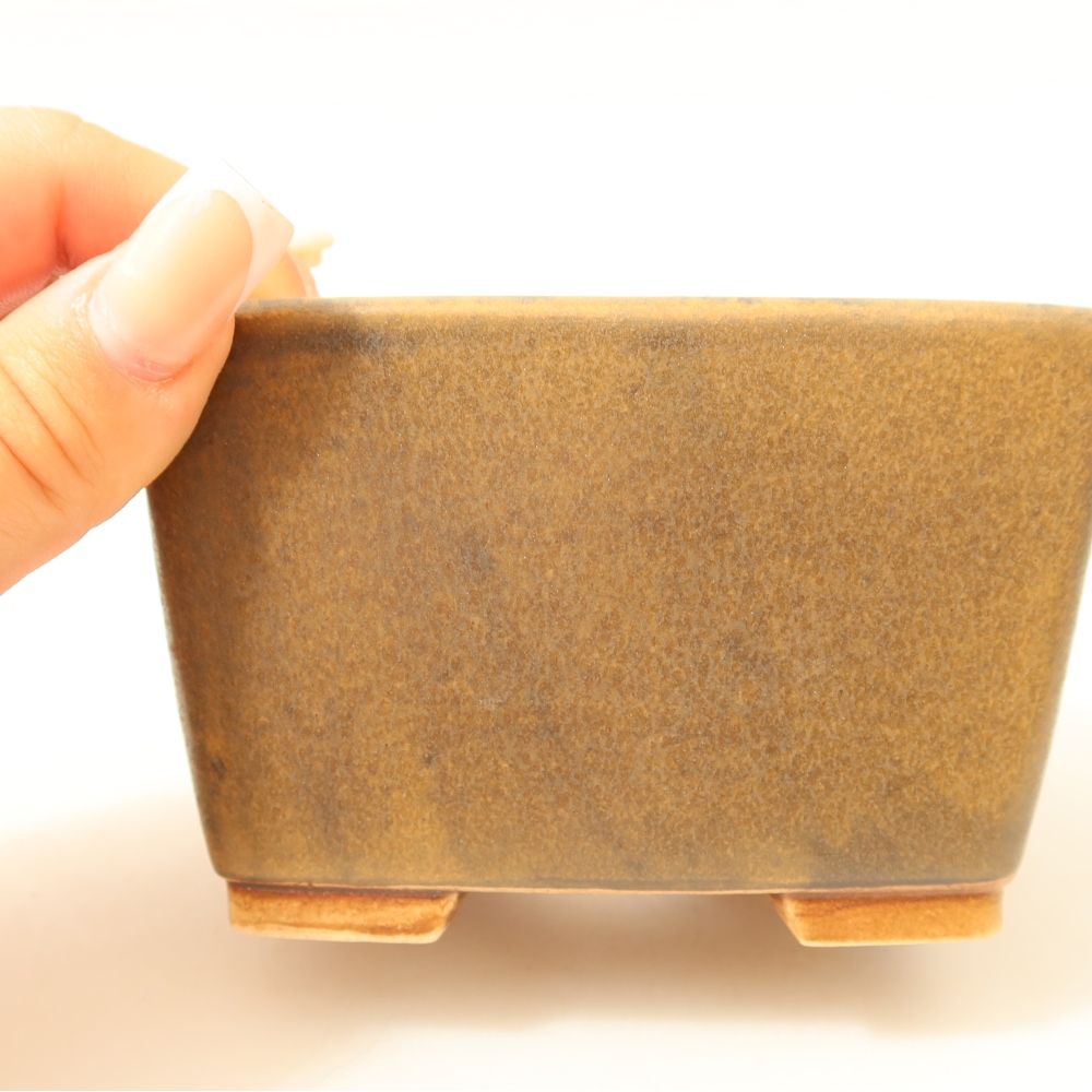 Vaso da bonsai in ceramica 10,5 x 10,5 x 7 cm, colore marrone