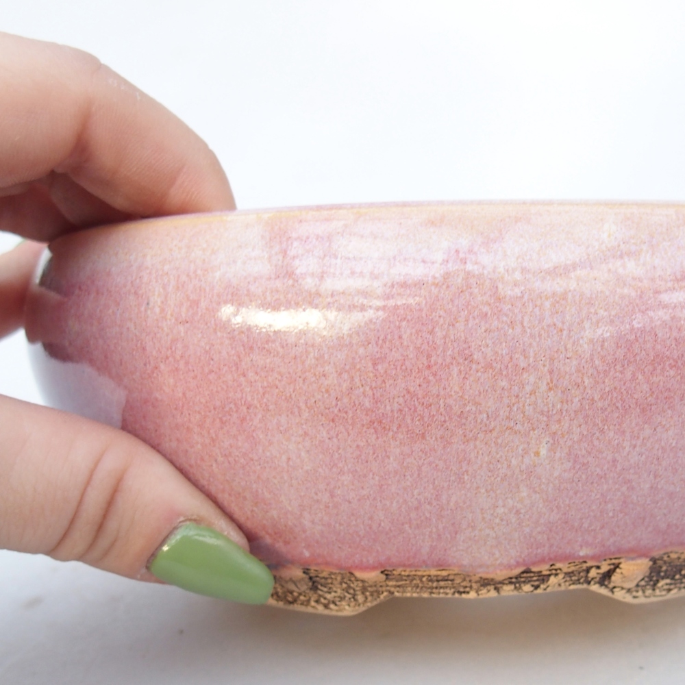 Ciotola per bonsai in ceramica 15,5 x 15,5 x 6 cm, rosa