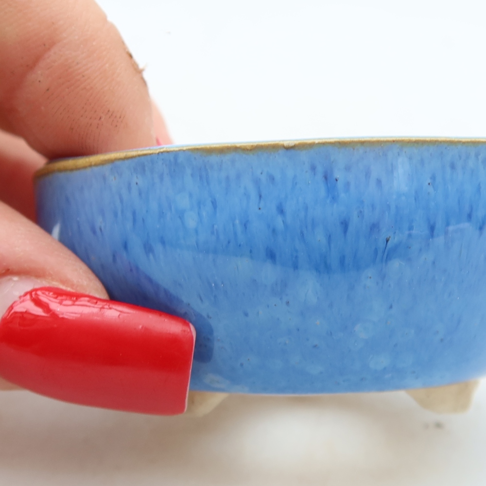 Vaso da bonsai in ceramica 6 x 6 x 3 cm, colore blu
