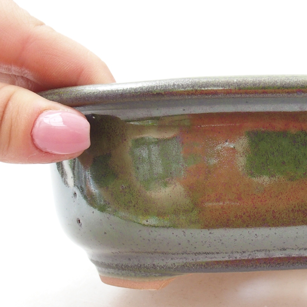 Ciotola per bonsai in ceramica 18 x 14,5 x 6 cm, verde