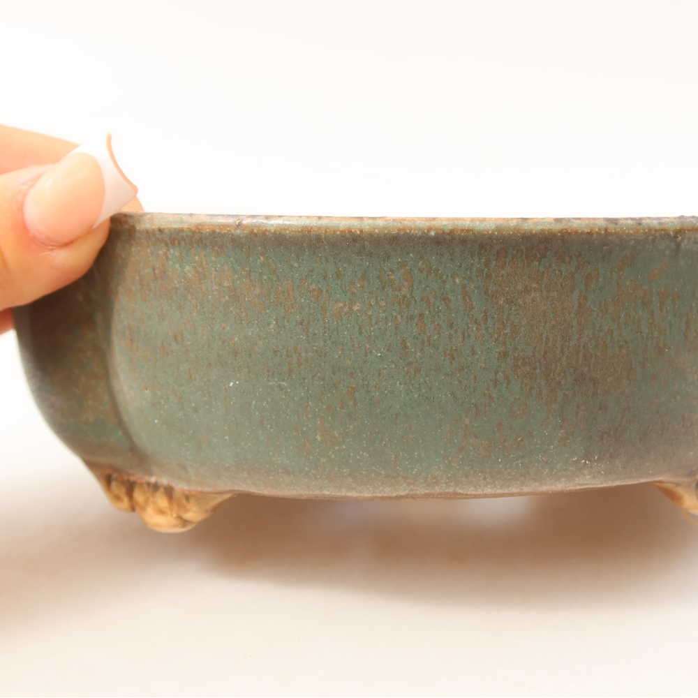 Vaso da bonsai in ceramica 17,5 x 15,5 x 5,5 cm, colore verde