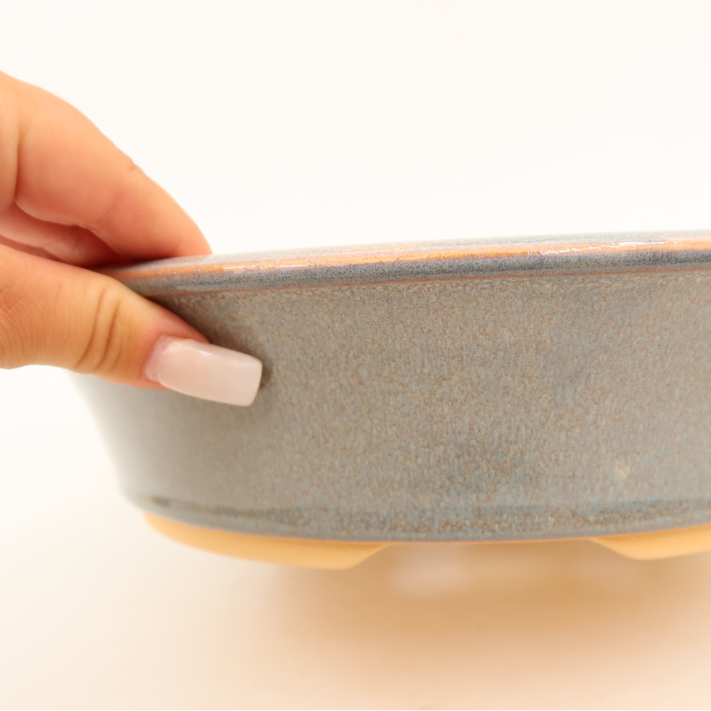 Vaso da bonsai in ceramica 28,5 x 28,5 x 7 cm, colore grigio