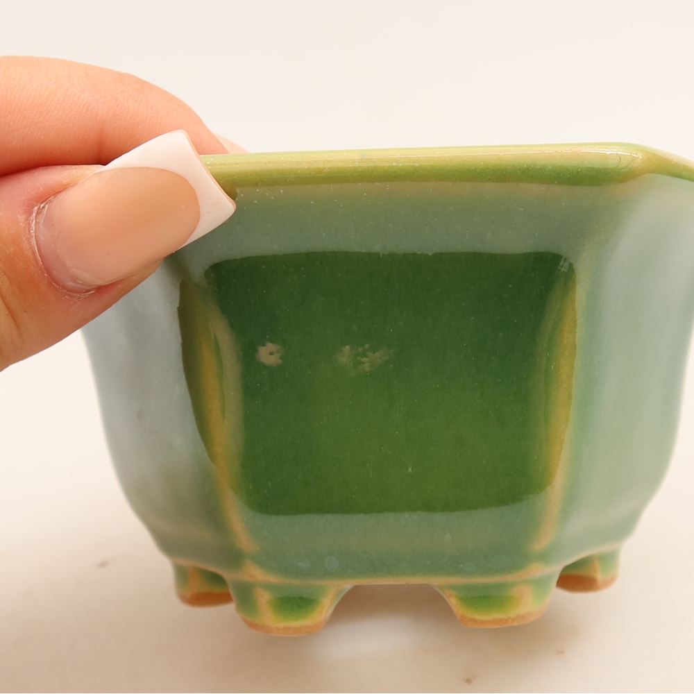 Vaso da bonsai in ceramica 10,5 x 9,5 x 5,5 cm, colore verde