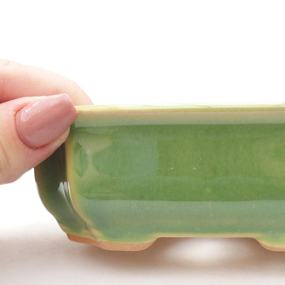 Ciotola per bonsai in ceramica 11,5 x 8,5 x 4 cm, verde