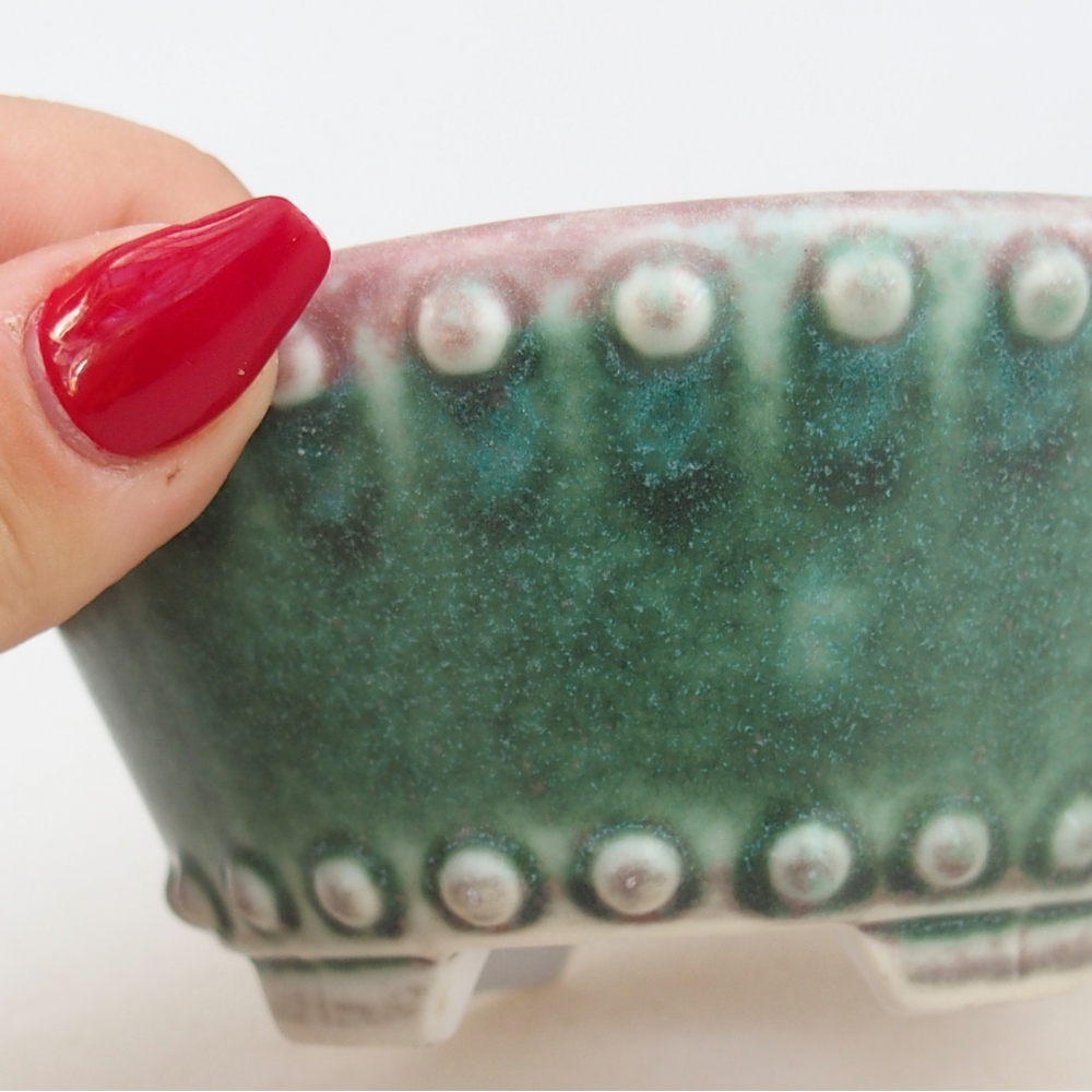 Ciotola per bonsai in ceramica 10,5 x 10,5 x 5 cm, verde