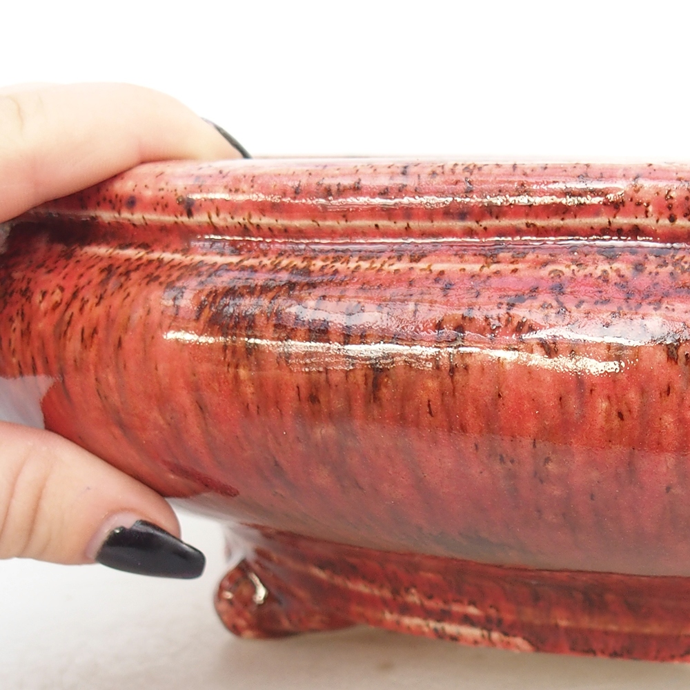 Ciotola per bonsai in ceramica 35 x 35 x 9,5 cm, colore rosso