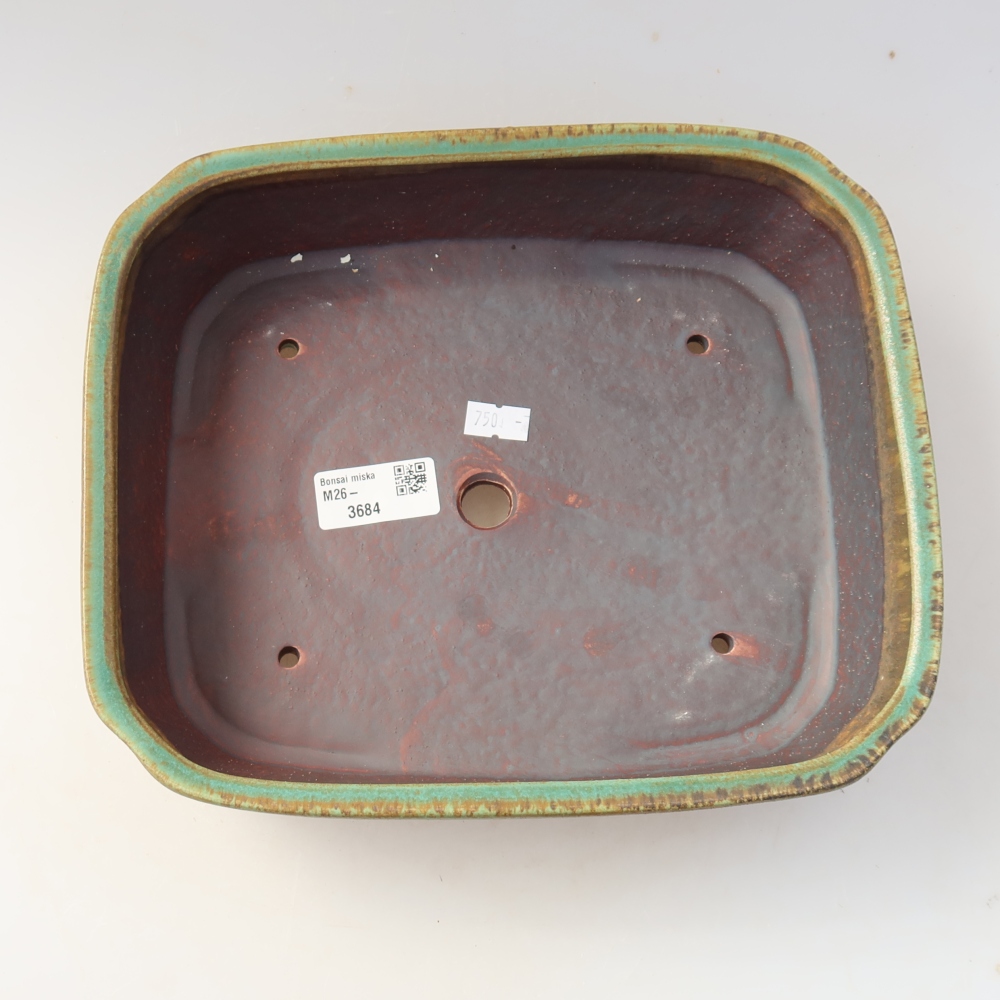 Vaso da bonsai in ceramica 25 x 21 x 6,5 cm, colore verde