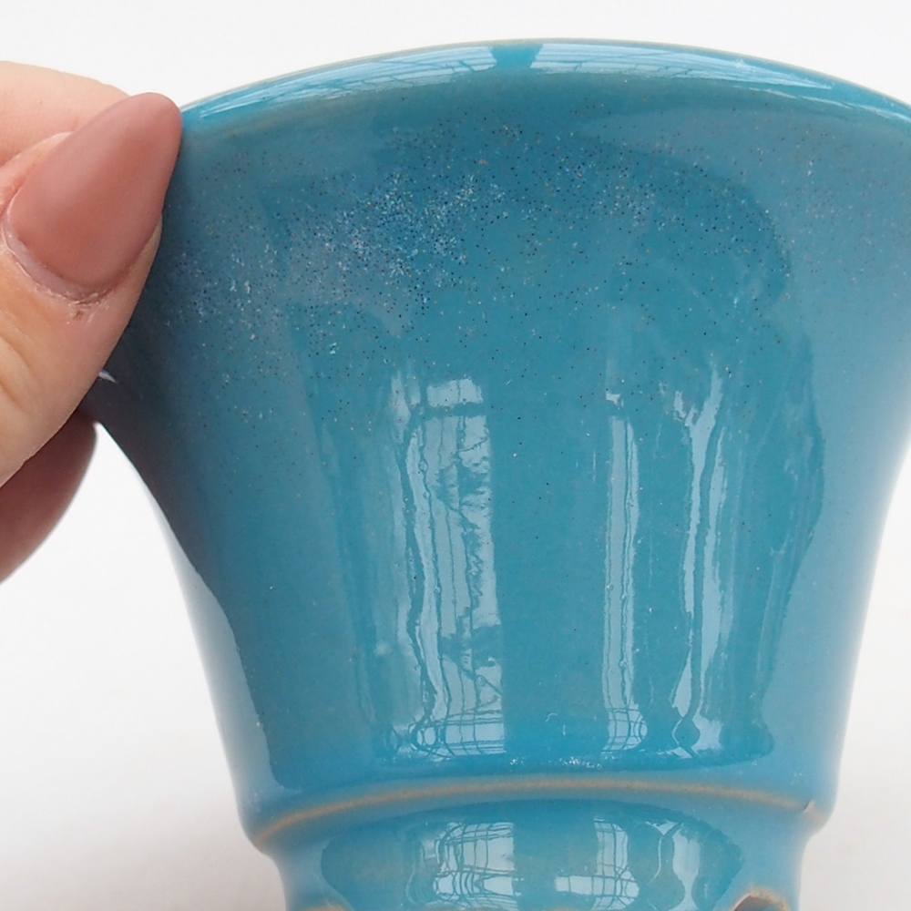 Ciotola bonsai in ceramica 10,5 x 10,5 x 7 cm, colore blu