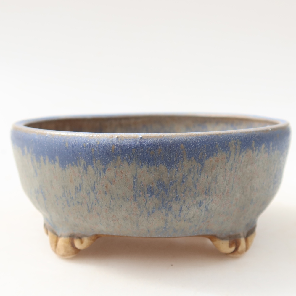 Vaso da bonsai in ceramica 10,5 x 10,5 x 4 cm, colore blu