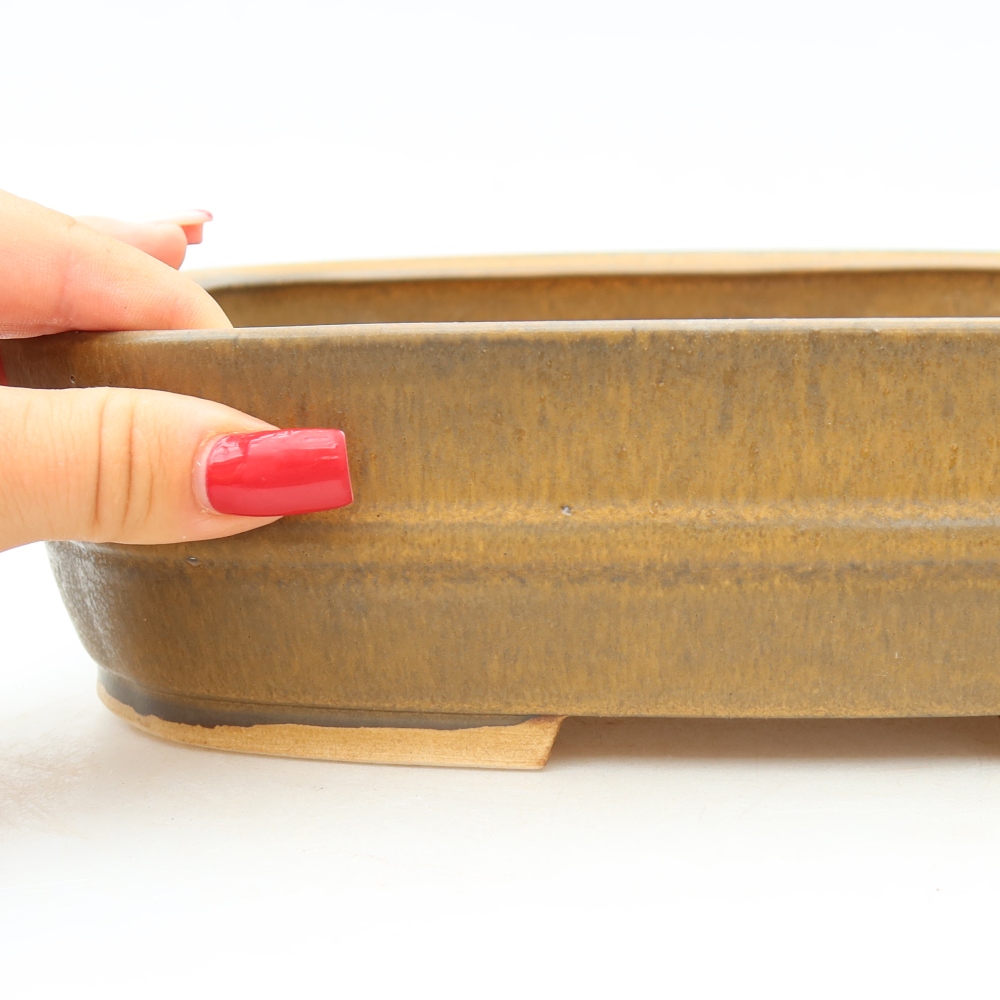 Vaso da bonsai in ceramica 24,5 x 20,5 x 6,5 cm, colore marrone