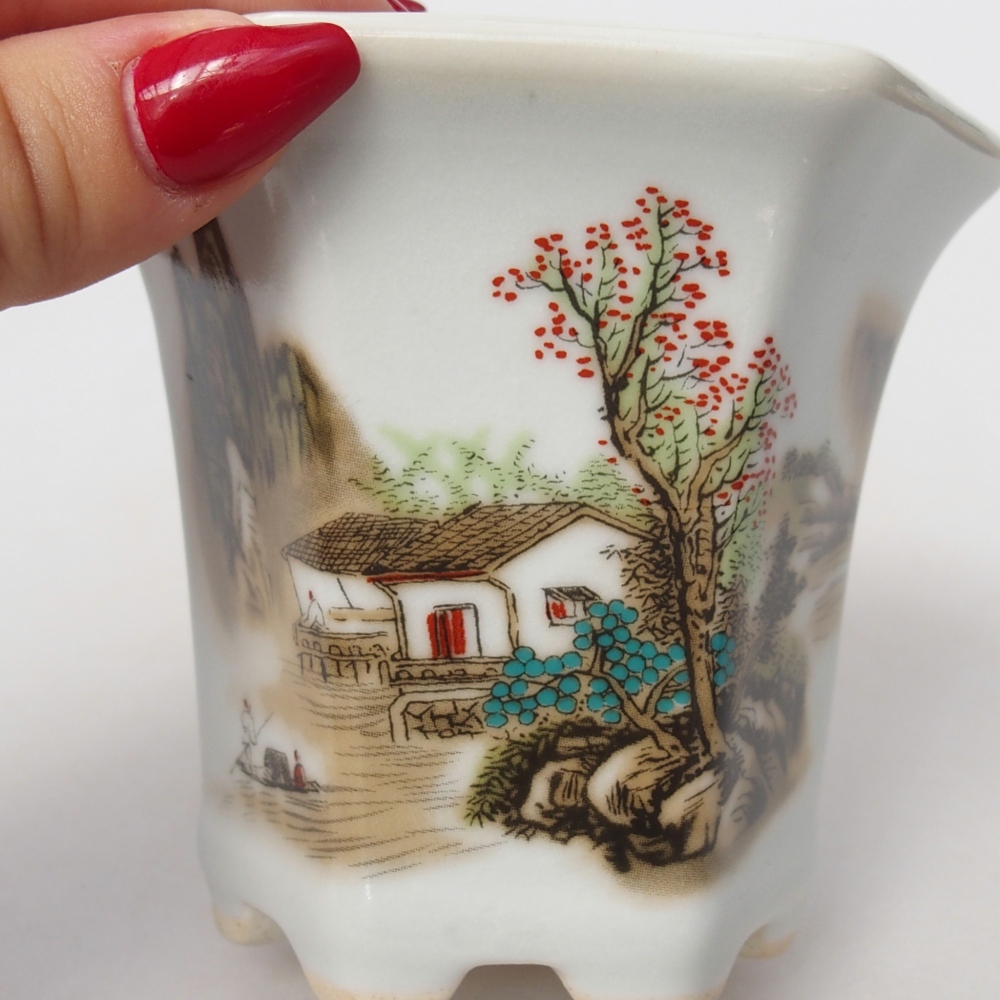 Ciotola per bonsai in ceramica 10 x 9 x 9 cm, colore bianco