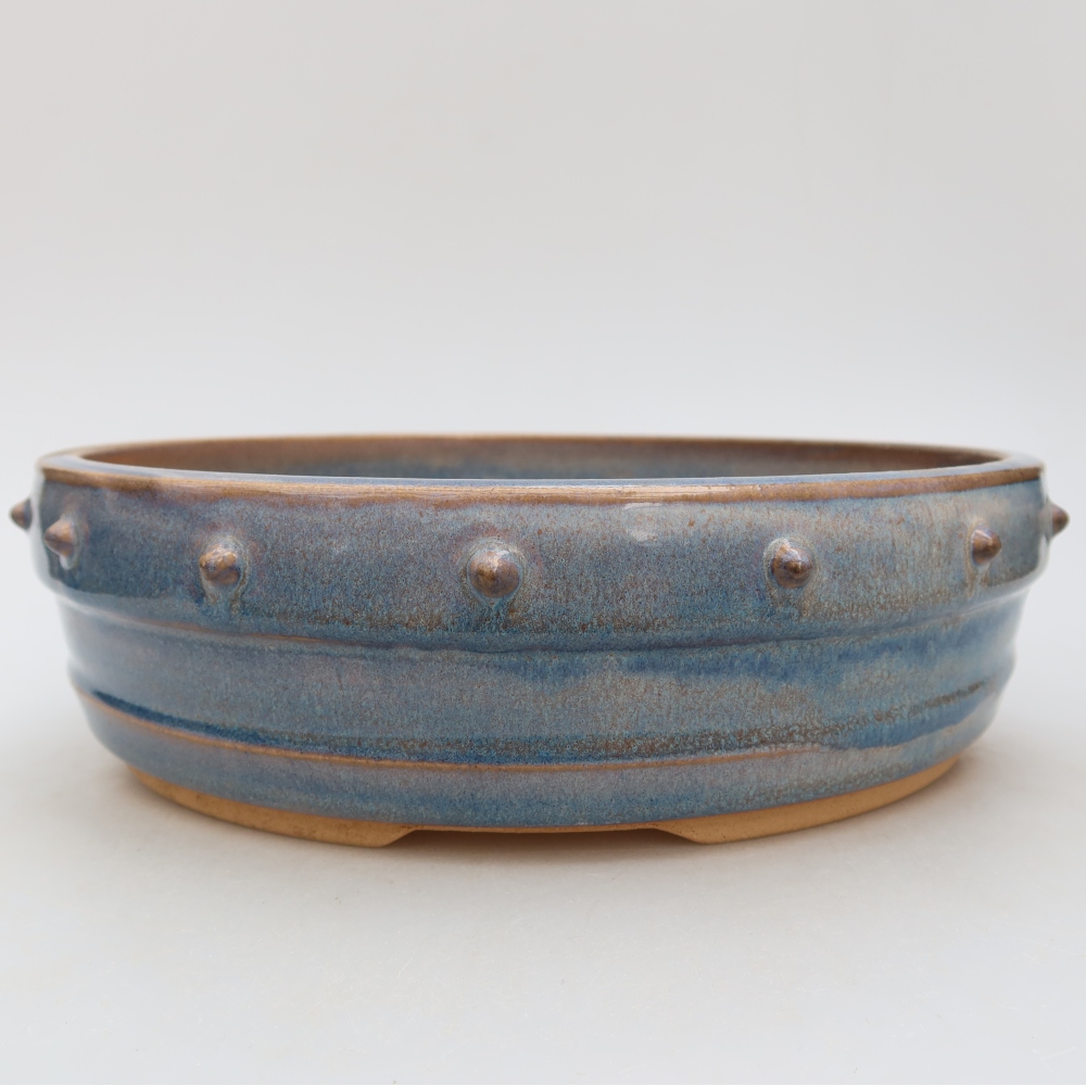 Vaso da bonsai in ceramica 23,5 x 23,5 x 7 cm, colore blu
