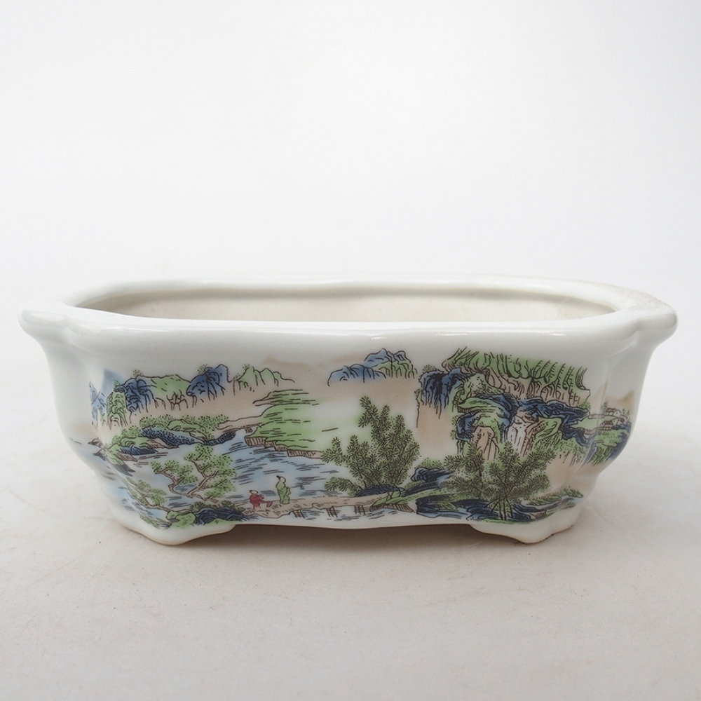 Ciotola per bonsai in ceramica 15 x 11 x 5 cm, colore bianco