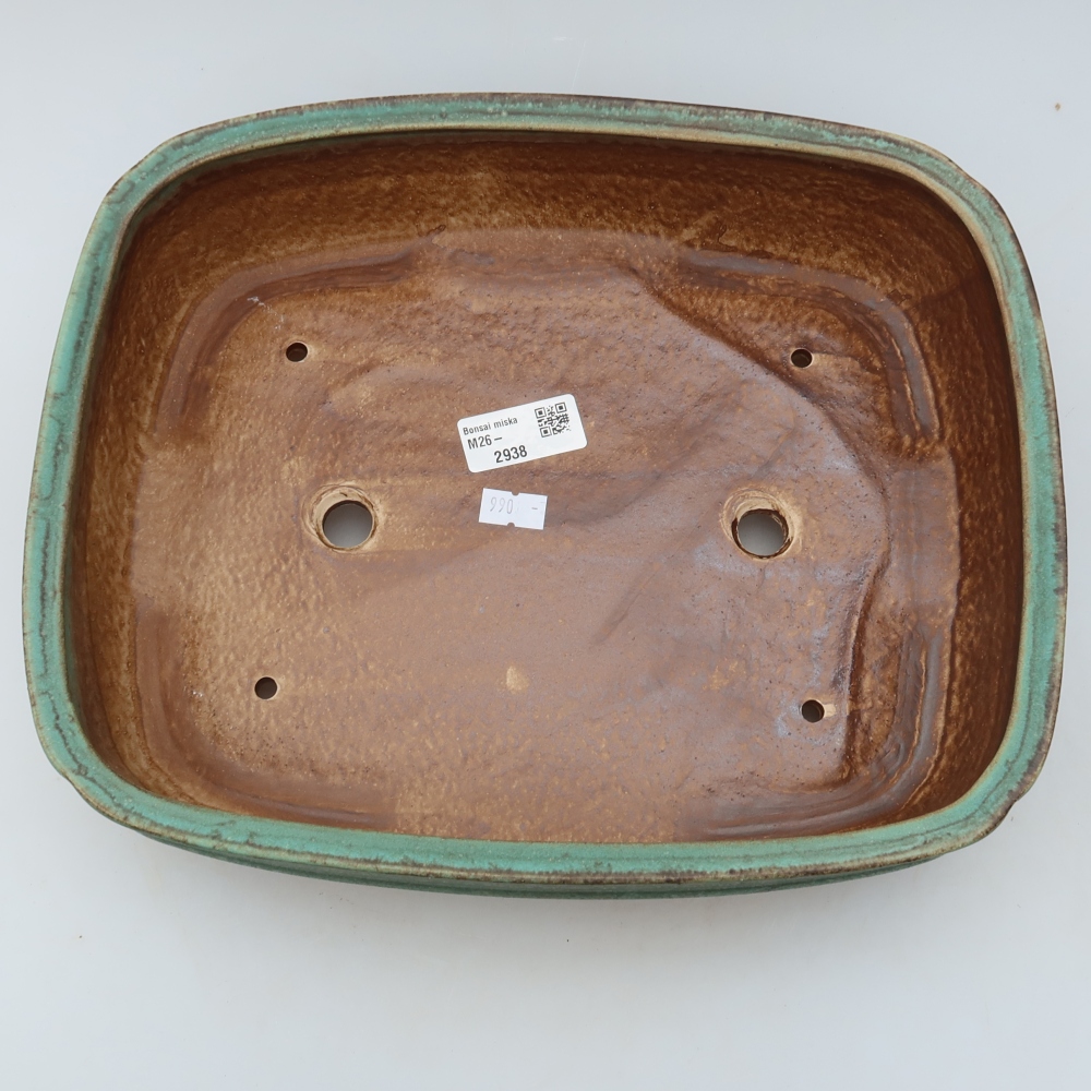 Vaso da bonsai in ceramica 29,5 x 24,5 x 7 cm, colore verde
