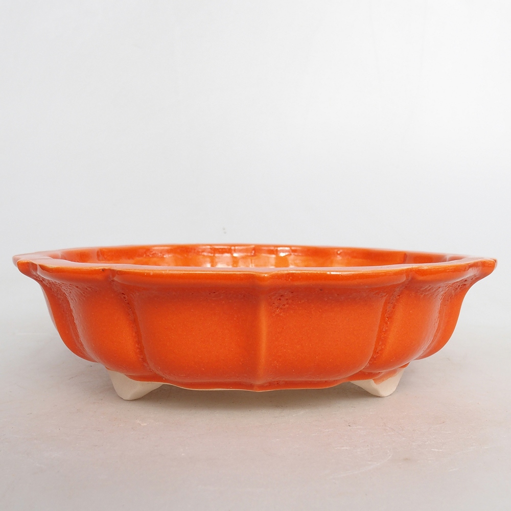 Ciotola per bonsai in ceramica 18,5 x 18,5 x 5,5 cm, arancione