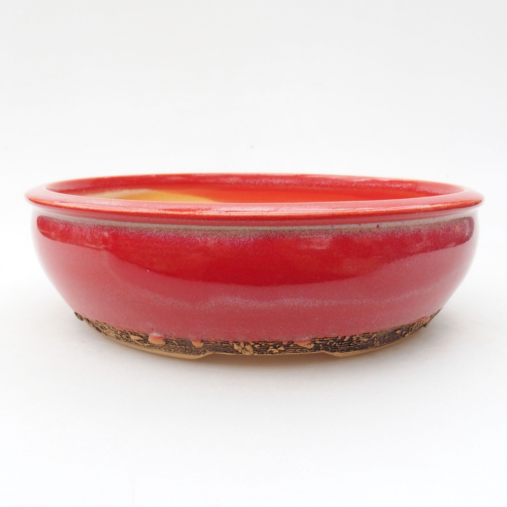 Ciotola per bonsai in ceramica 19 x 19 x 5,5 cm, colore rosso