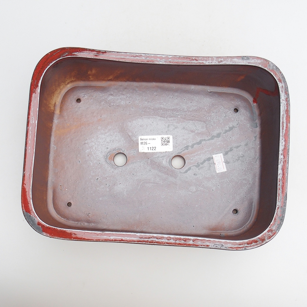 Ciotola per bonsai in ceramica 27,5 x 20 x 7 cm, colore rosso
