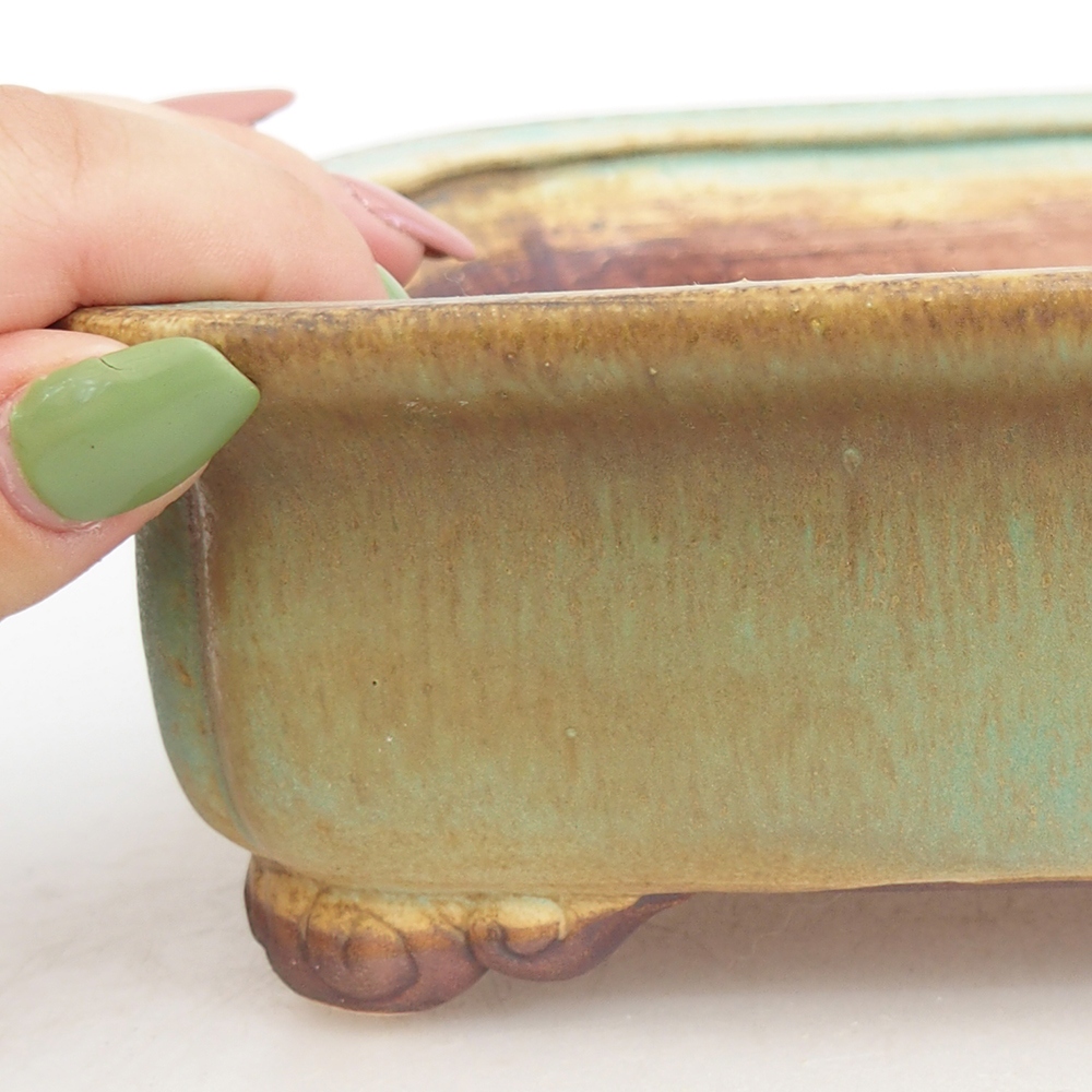 Ciotola per bonsai in ceramica 20 x 17 x 6 cm, verde