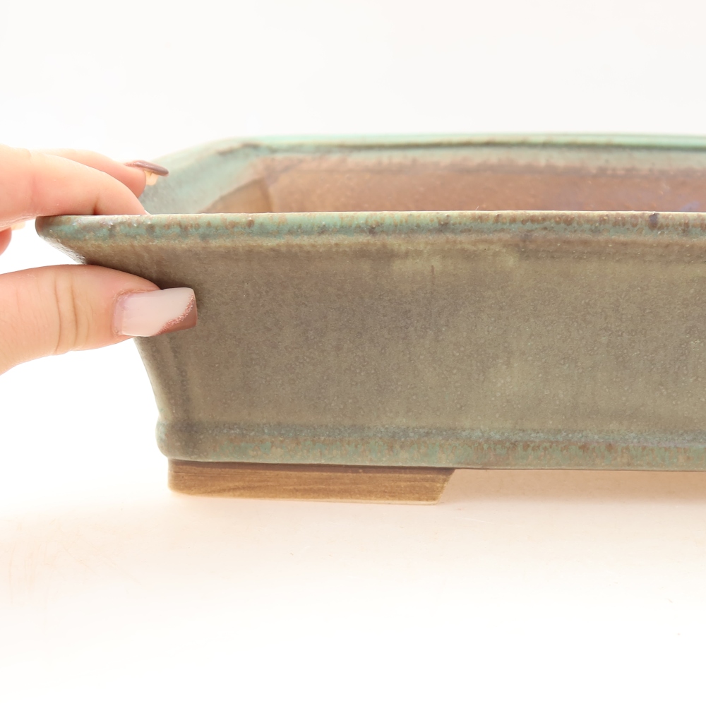Vaso da bonsai in ceramica 29,5 x 24,5 x 8 cm, colore verde
