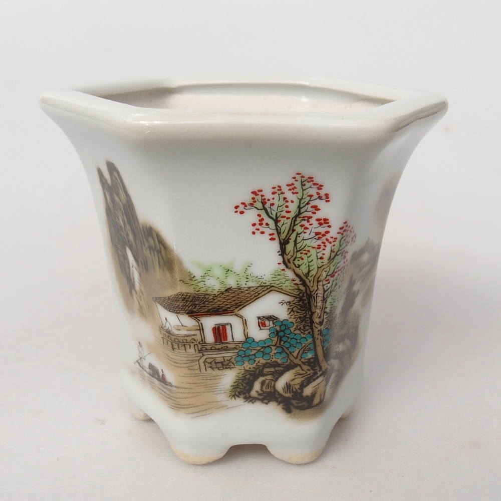 Ciotola per bonsai in ceramica 10 x 9 x 9 cm, colore bianco