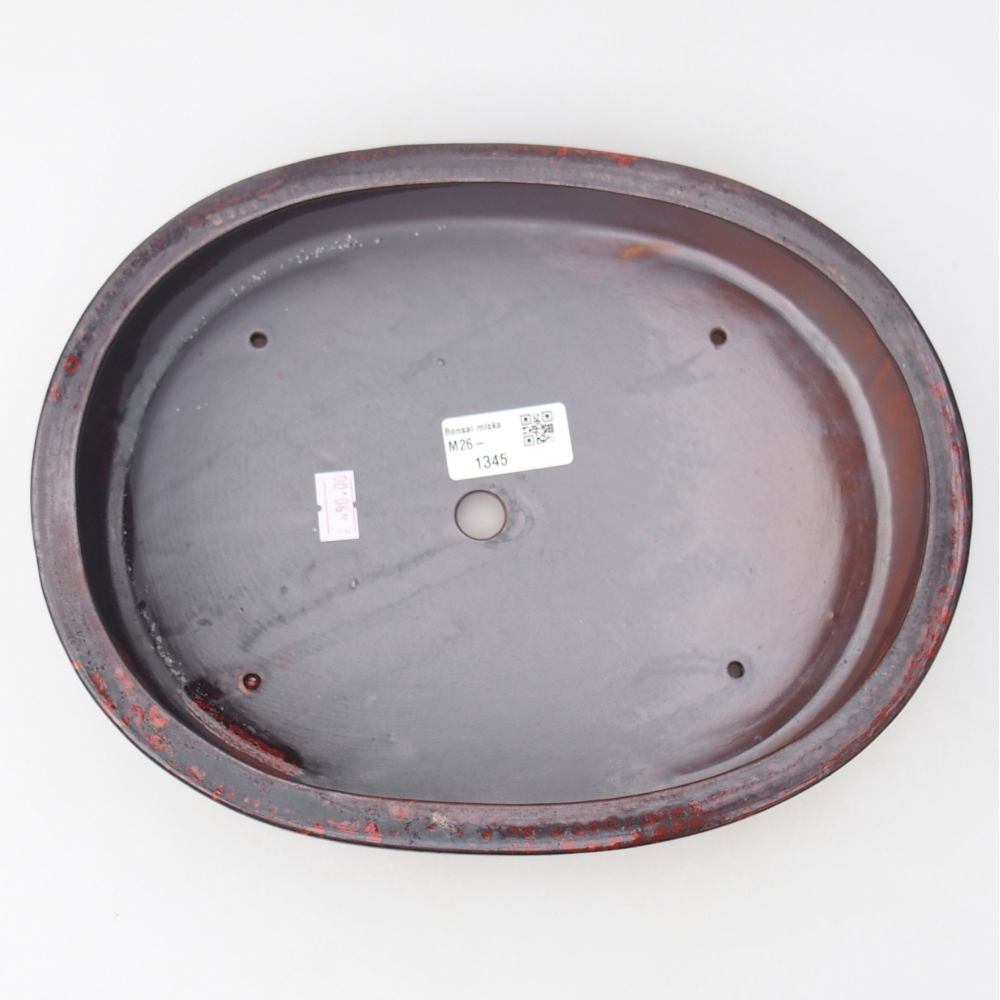 Ciotola bonsai in ceramica 27 x 21 x 5,5 cm, colore rosso-nero