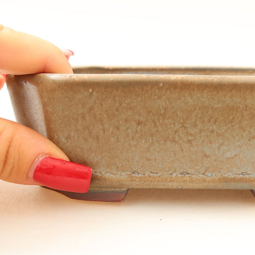 Vaso da bonsai in ceramica 13,5 x 11,5 x 4 cm, colore blu