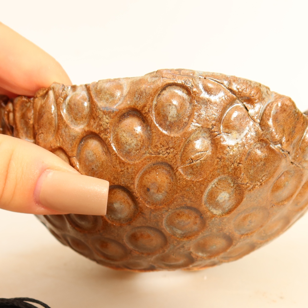 Conchiglia in ceramica per Kokedama 12,5 x 11,5 x 6 cm, colore marrone