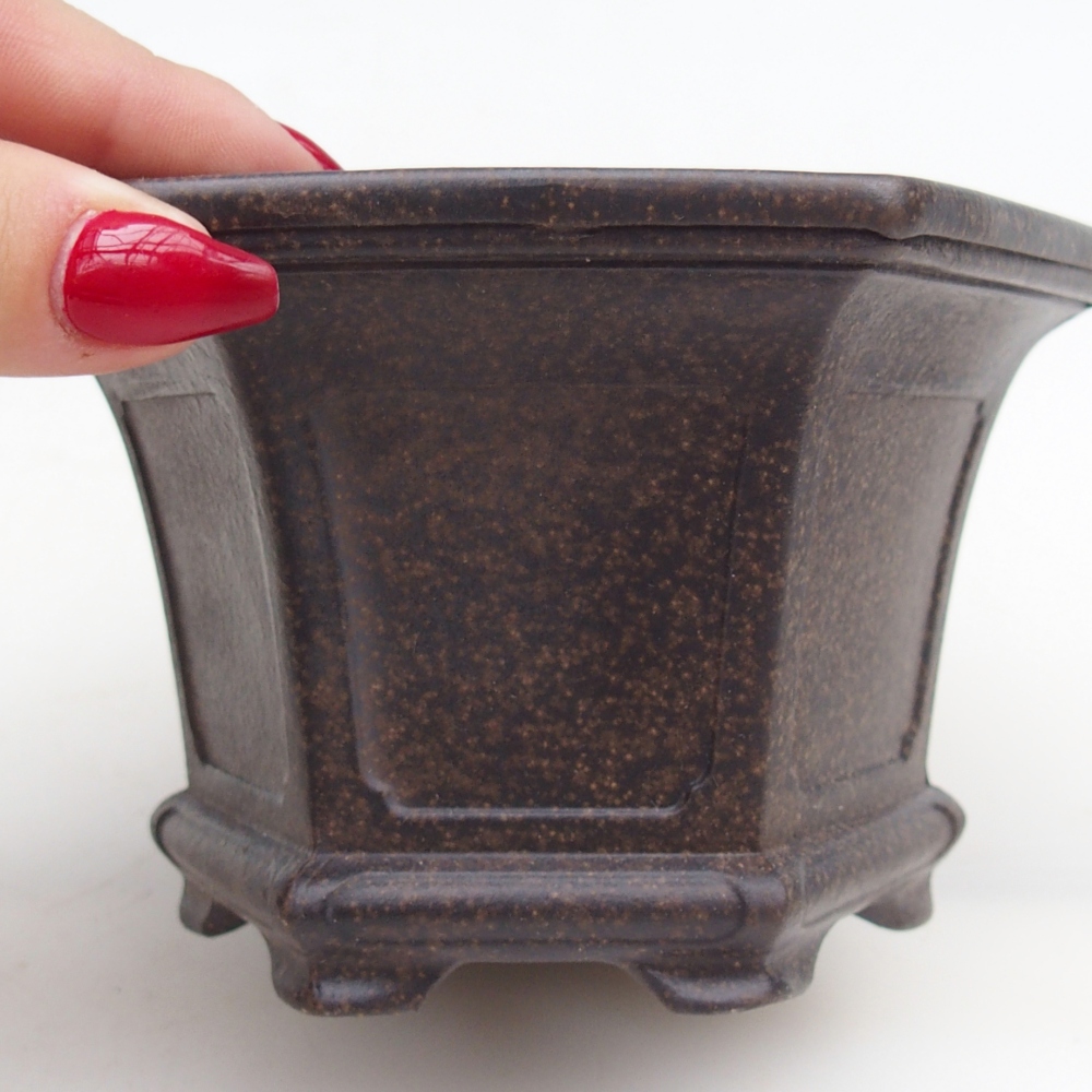 Ciotola per bonsai in ceramica 13,5 x 12 x 8 cm, colore marrone ocra