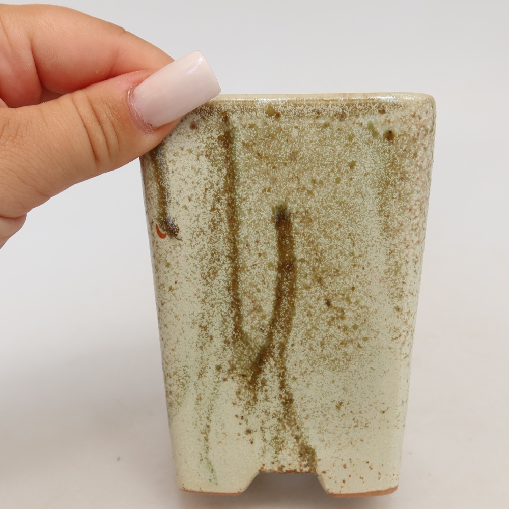 Vaso da bonsai in ceramica 7,5 x 7,5 x 11 cm, colore beige