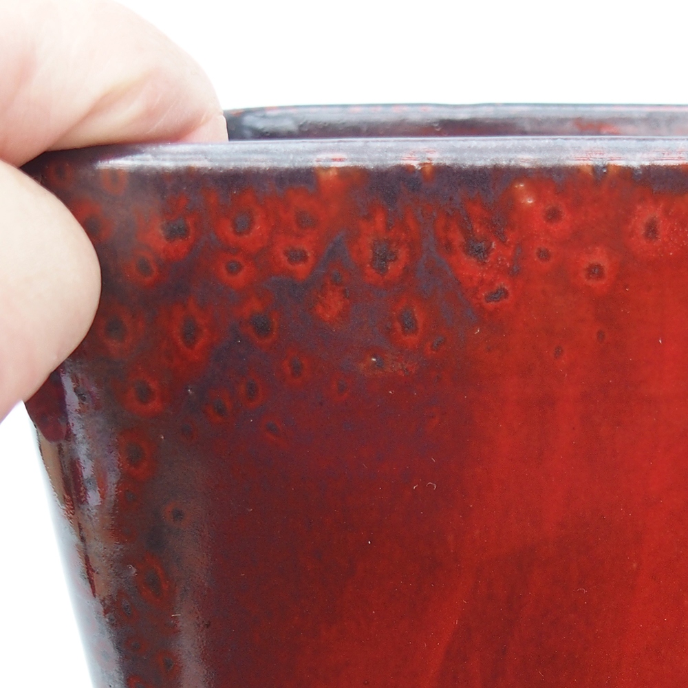 Ciotola per bonsai in ceramica 14 x 14 x 15 cm, colore rosso