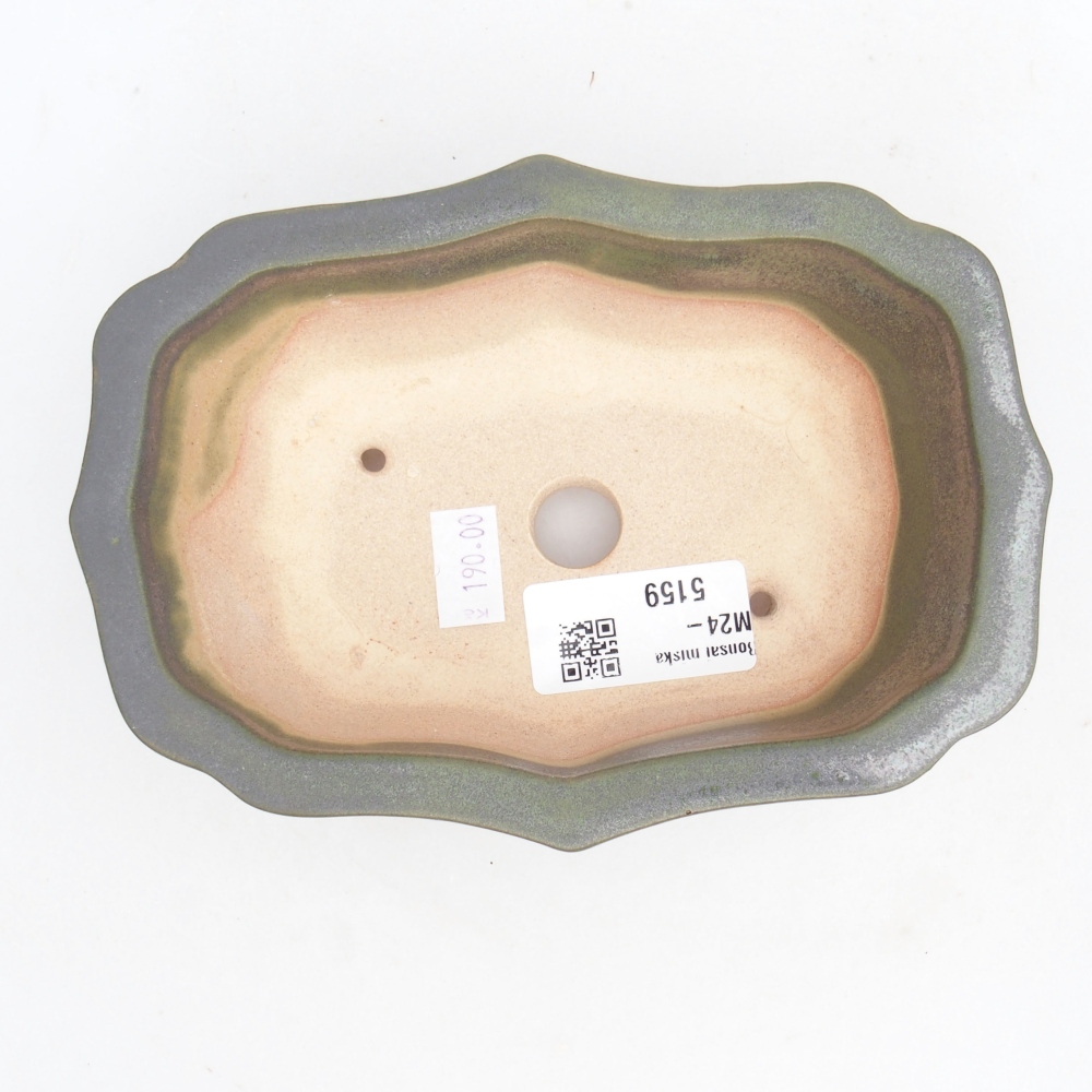 Ciotola per bonsai in ceramica 15,5 x 11,5 x 4,5 cm, verde