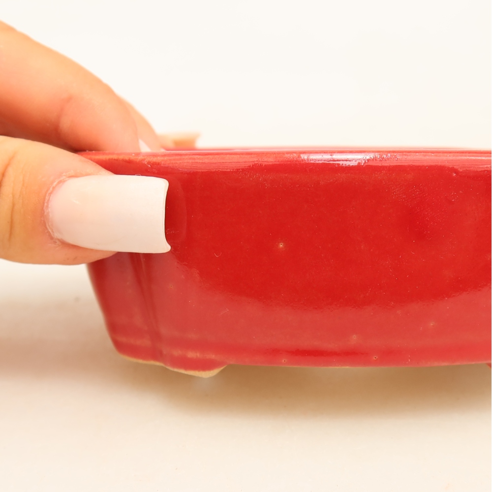 Vaso da bonsai in ceramica 10,5 x 8 x 4 cm, colore rosso