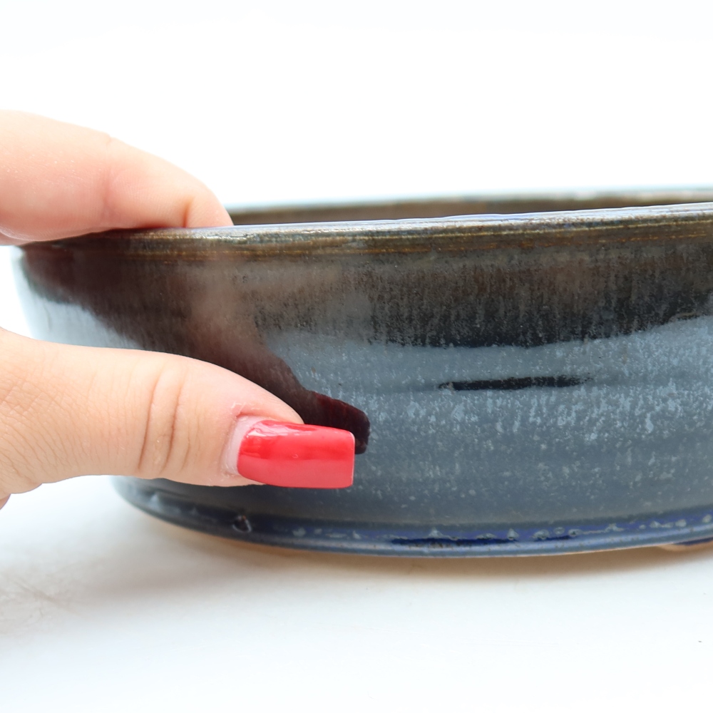 Vaso per bonsai in ceramica 21 x 21 x 6 cm, colore blu